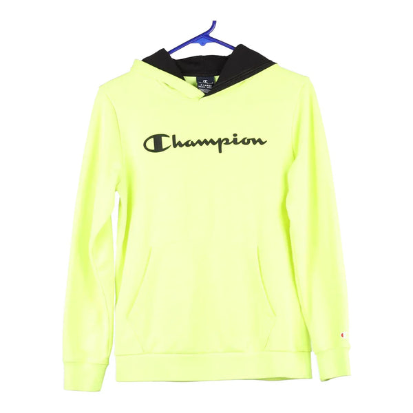 Age 13-14 Champion Spellout Hoodie - XL Green Cotton Blend