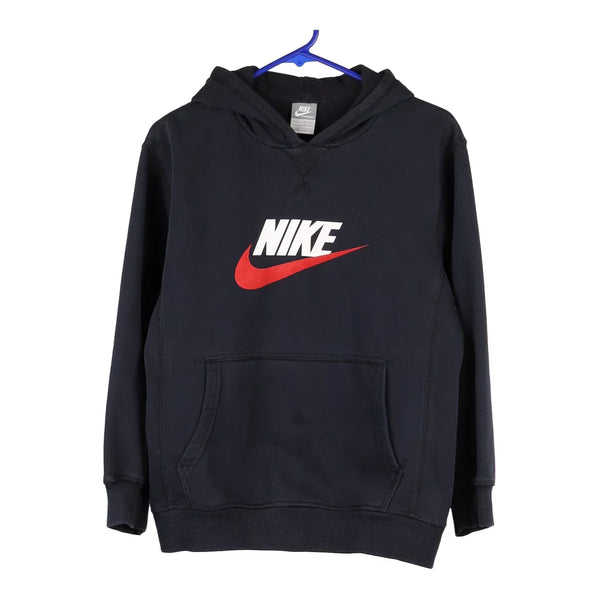 Age 12-13 Nike Spellout Hoodie - Large Black Cotton Blend