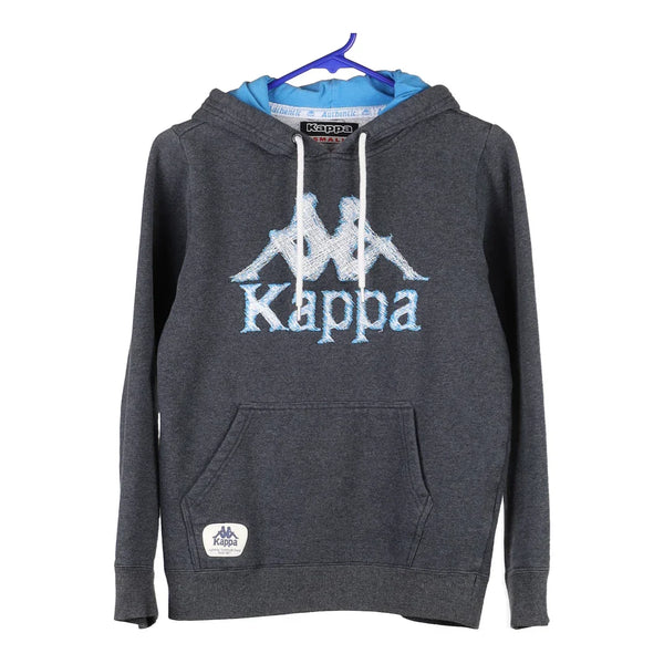 Age 13-15 Kappa Spellout Hoodie - Small Grey Cotton Blend