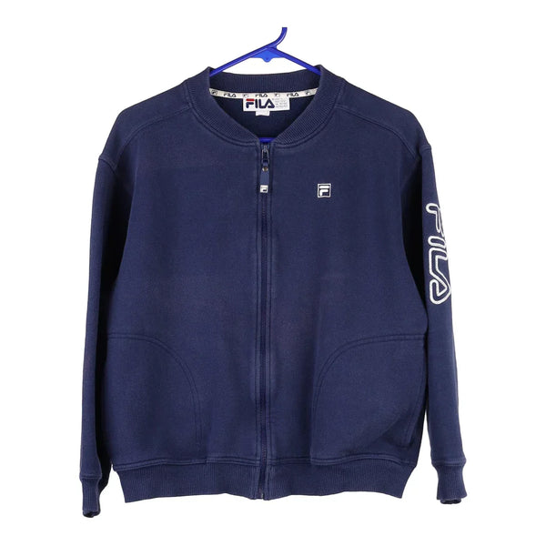 Age 11-12 Fila Spellout Track Jacket - Large Navy Cotton Blend
