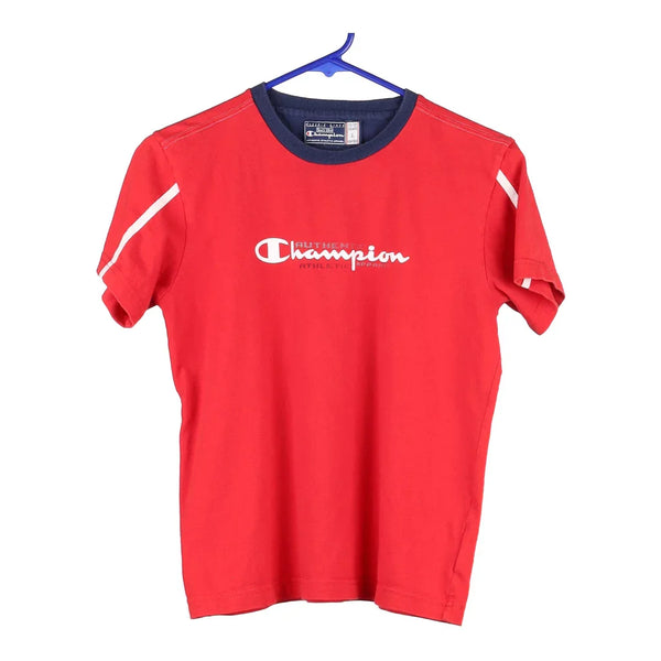 Age 11-12 Champion Spellout T-Shirt - Large Red Cotton