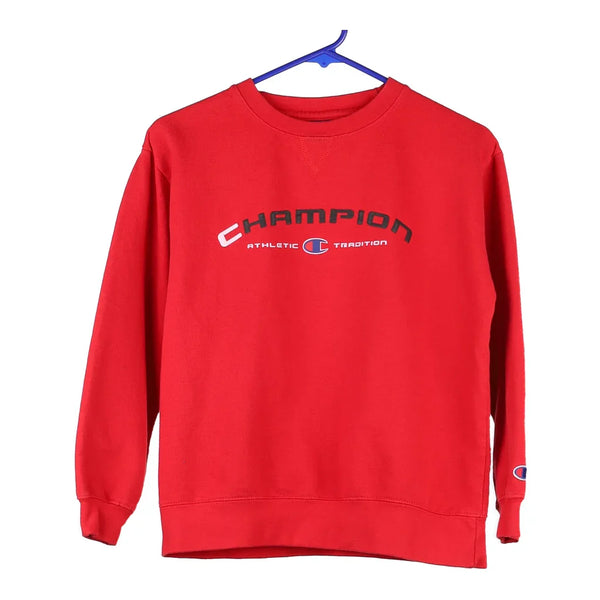 Age 14-16 Champion Spellout Sweatshirt - Large Red Cotton Blend