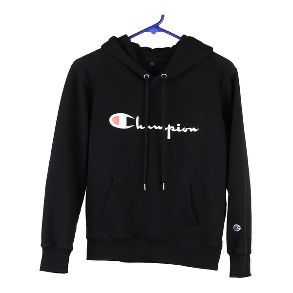 Bootleg Age 13-14 Champion Spellout Hoodie - Small Black Cotton Blend