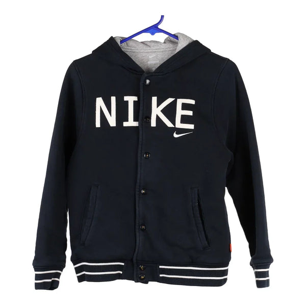 Age 12-13 Nike Spellout Baseball Jacket - Large Black Cotton Blend