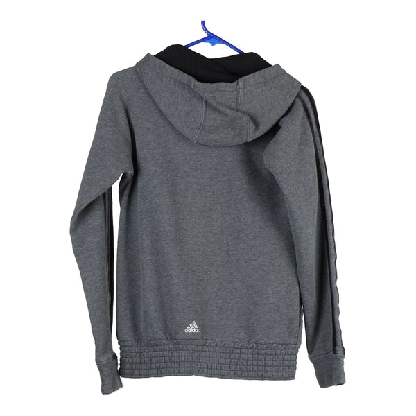 Age 15-16 Adidas Spellout Hoodie - Large Grey Cotton Blend