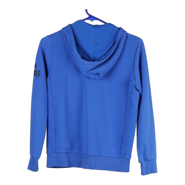 Age 11-12 Adidas Spellout Hoodie - Medium Blue Cotton Blend