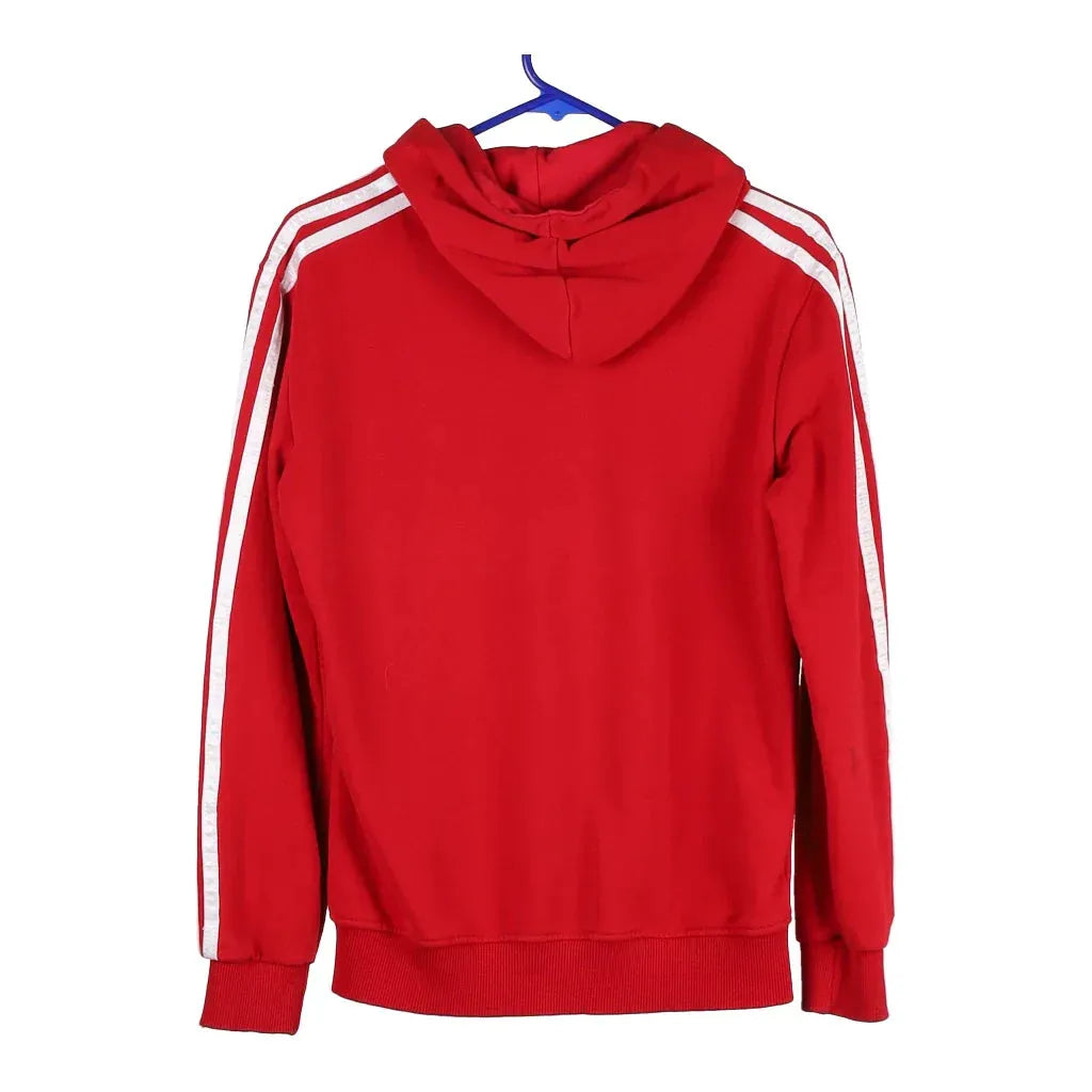 Age 13-14 Adidas Spellout Hoodie - Small Red Cotton Blend