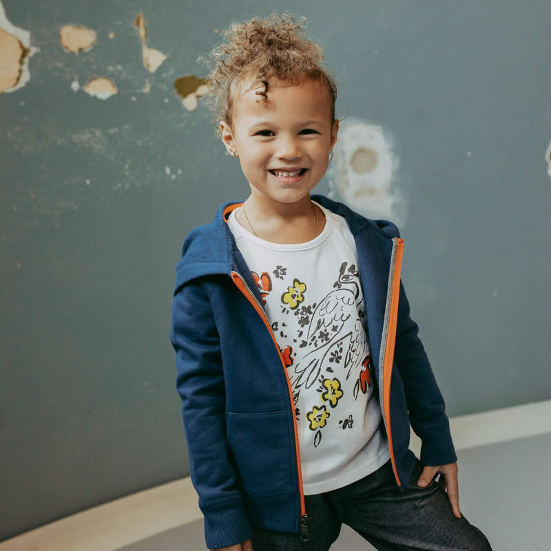 Navy Fleece Zip Up Hoodie