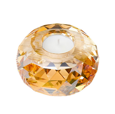 ANYHOUZ Clear K9 Crystal Glass Candle Holder – Geometric Tealight Tabletop Decor for Modern Living Room Display