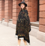 Anyyou 100% Merino Wool Brown Creative Pattern Silk Satin Large Winter Scarf Pashmina Shawl Bandana Perfect For Women Ladies Fashion Style