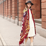 Anyyou 100% Merino Wool Burgundy Silk Satin Large Winter Scarf Pashmina Shawl Bandana Perfect For Women Ladies Fashion Style