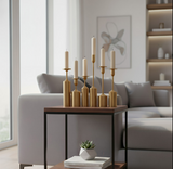 ANYDECO 6PC Luxury Gold Metal – Metal Candle Holder Sculpture for Living Room, House Display & Elegant Crafts Ornaments