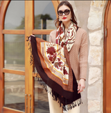 Anyyou 100% Merino Wool Coffee Neck Wrap Silk Satin Large Winter Scarf Pashmina Shawl Bandana Perfect For Women Ladies Fashion Style