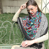 Anyyou 100% Pure Merino Wool White Poncho for Women Winter Large Scarf Pashmina Shawl Bandana Neck Wrap