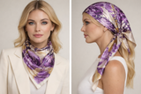 Anyyou Fashion Premium Satin Square Scarf – Purple Silk-Feel Neckwrap for Women