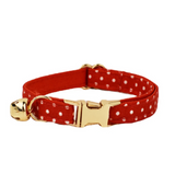 Anypet Stylish Dotted Red Cat Collar – Large Size with Safety Buckle, Bell & Durable Strap