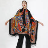Anyyou 100% Merino Wool Black Neck Wrap Silk Satin Large Winter Scarf Pashmina Shawl Bandana Perfect For Women Ladies Fashion Style