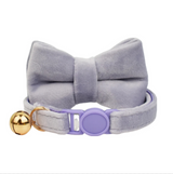 Anypet Stylish Light Purple Bow Cat Collar – Large Size with Safety Buckle, Bell & Durable Strap