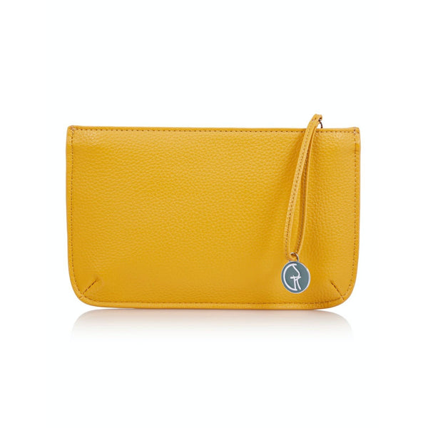 Vegan Leather Multi-Function Clutch In Mustard