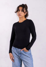 organic cotton long-sleeve crew neck t-shirt black