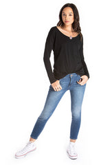 Organic Pima Cotton Long-Sleeve Tee - Black