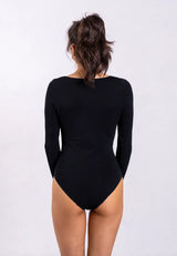 Organic Cotton Long Sleeve Crew Bodysuit, Black