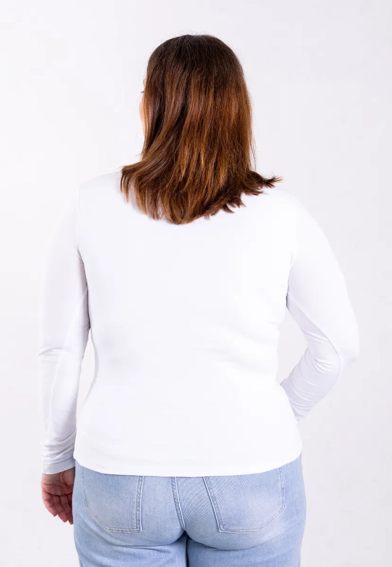 organic cotton v-neck long sleeve t-shirt white