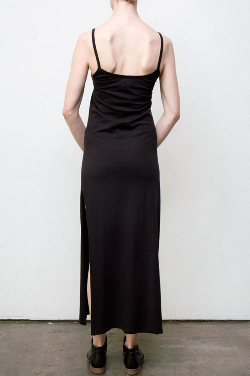 long spaghetti dress - black