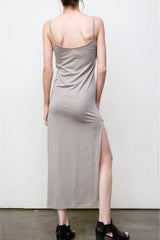 Long Spaghetti-Strap Dress - Organic Cotton - Grey