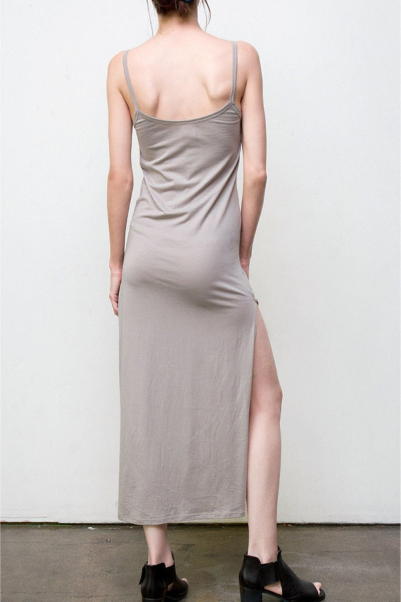 Long Spaghetti-Strap Dress - Organic Cotton - Grey