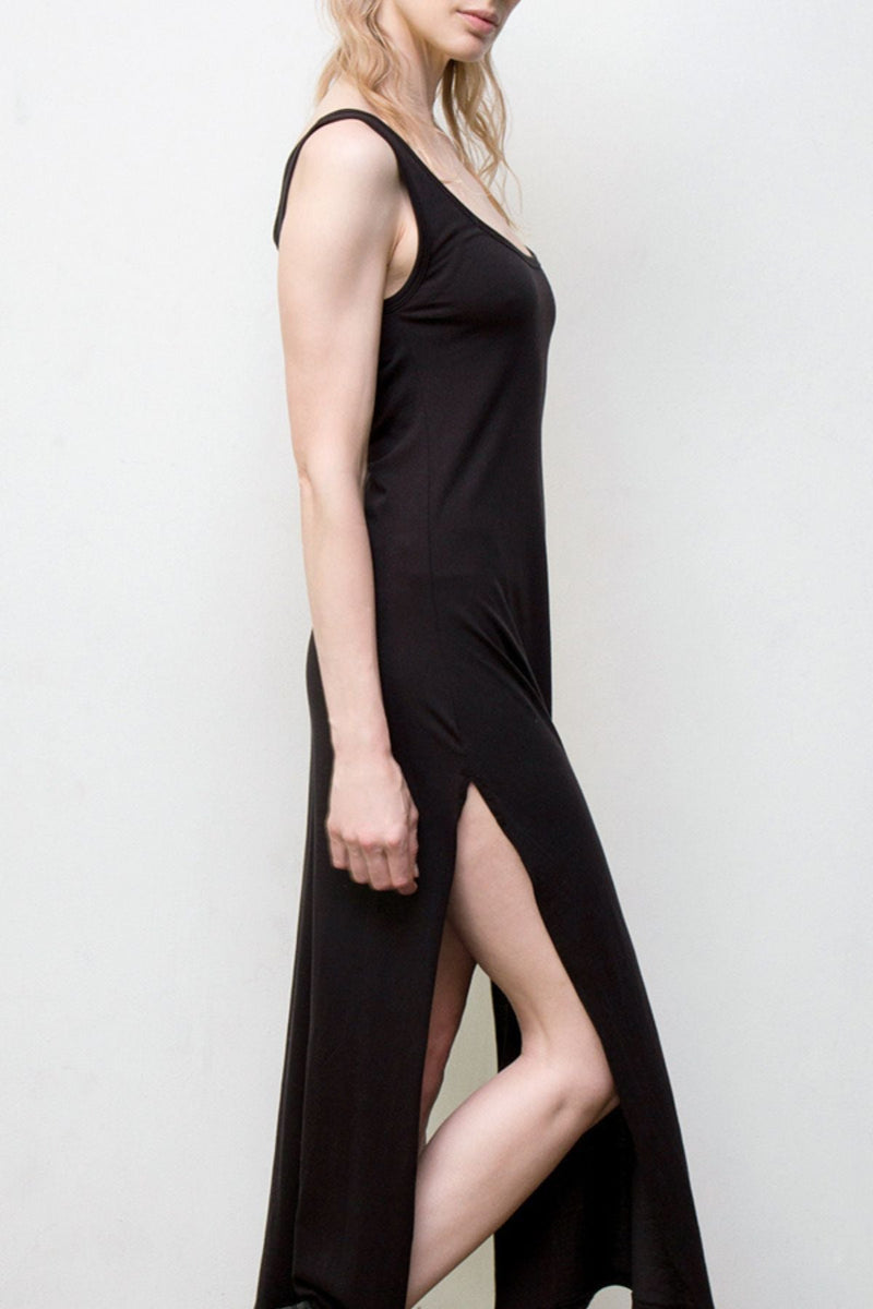 Long Tank Dress - Organic Cotton - Black