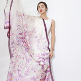 Anyyou 100% Mulberry Silk Purple Long Scarf Luxury Brand Women Beach Shawl Wear Swimwear Pashimina Face Shield Foulard