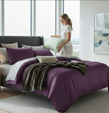 Anycozy UK King Bed Sheet Set – Purple & Light Grey Ultra‑Soft Luxury Egyptian Cotton Bedding Cover, 4‑Piece Ensemble
