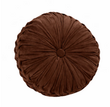 Anyhouz Round Pleated Velvet Pillow – Soft Plush Cushion with Filling