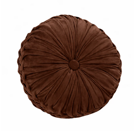Anyhouz Round Pleated Velvet Pillow – Soft Plush Cushion with Filling