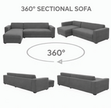 Anyseat 4-Seater Sofa Cover – Plain Gray Style Slipcover for Living Room Chair Protection