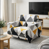 Anyseat 1-Seater Sofa Cover – Yellow White Geometric Style Slipcover for Living Room Chair Protection