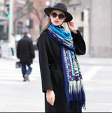 Anyyou 100% Merino Wool Sky Blue Silk Satin Large Winter Scarf Pashmina Shawl Bandana Perfect For Women Ladies Fashion Style