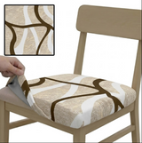 Anyseat Brown White and Beige Print Chair Cover – Stretch Washable Removable Seat Cover for Dining & Kitchen