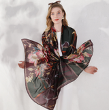 Anyyou 100% Mulberry Silk Brown Scarf Women Luxury Long Shawl – Beach Wear, Swimwear Cover Up, Pashmina Face Shield Foulard Fashion Accessory