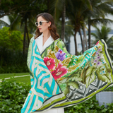 Anyyou 100% Mulberry Silk Avocado Green Long Scarf for Women Luxury Beach Shawl Swimwear Cover-Up Pashmina Wrap Foulard