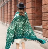 Anyyou 100% Pure Merino Wool Green Poncho for Women Winter Large Scarf Pashmina Shawl Bandana Neck Wrap