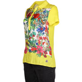 Moncler Floral Polo Shirt - Medium Yellow Cotton Blend