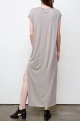 Maxi V Neck Dress - Organic Cotton - Grey