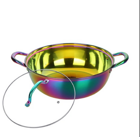 ANYGLEAM Stock Pot Rainbow Stainless Steel Home Restaurant Cooking Tool Single-Layer Compatible Soup Kitchen Utensils