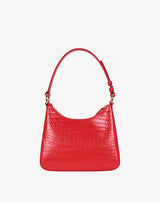 recycled genuine leather everyday shoulder bag red crocodile #color_bright-red-croco