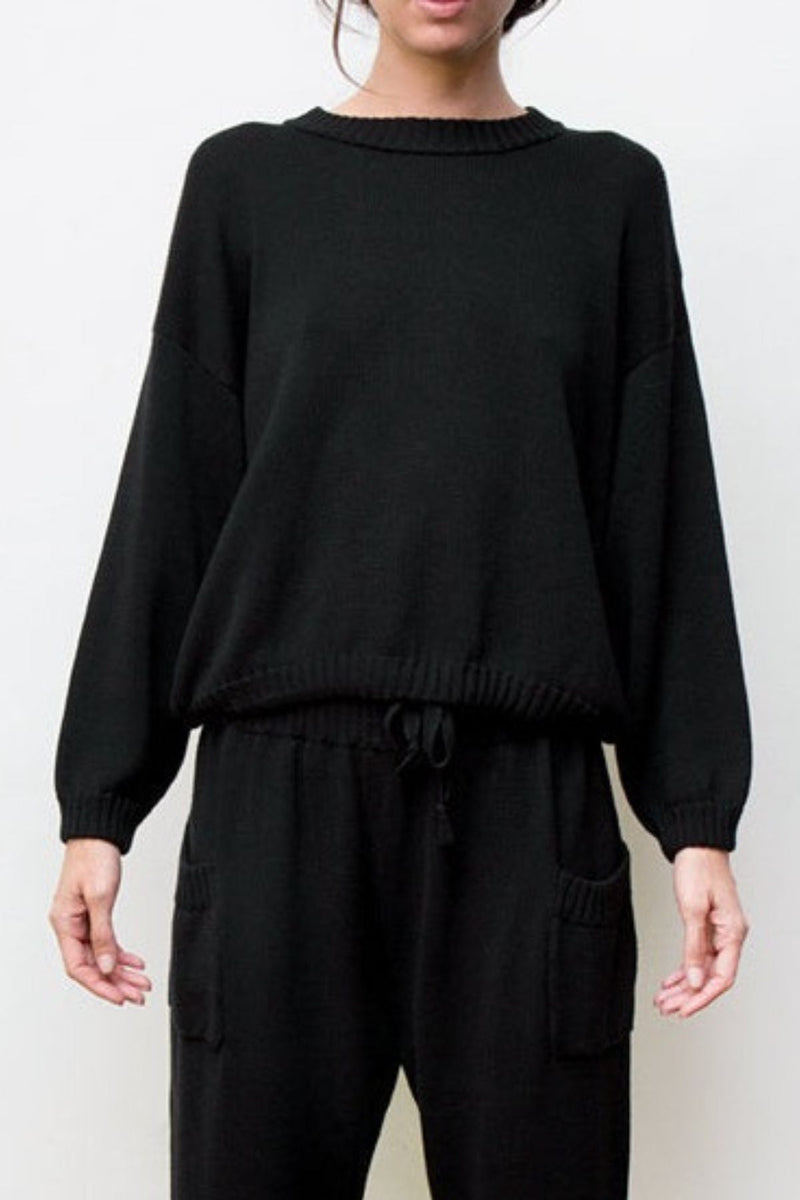 Mimi Hand-Loomed Pima Cotton Sweater - Black