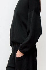 Mimi Hand-Loomed Pima Cotton Sweater - Black