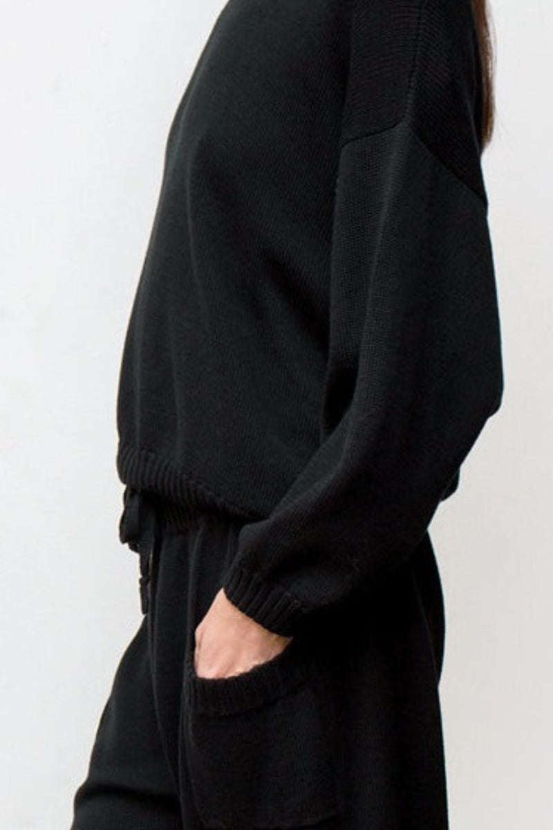 Mimi Hand-Loomed Pima Cotton Sweater - Black