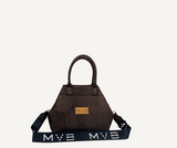 Mini Tote Handcraft Bag dark brown cork